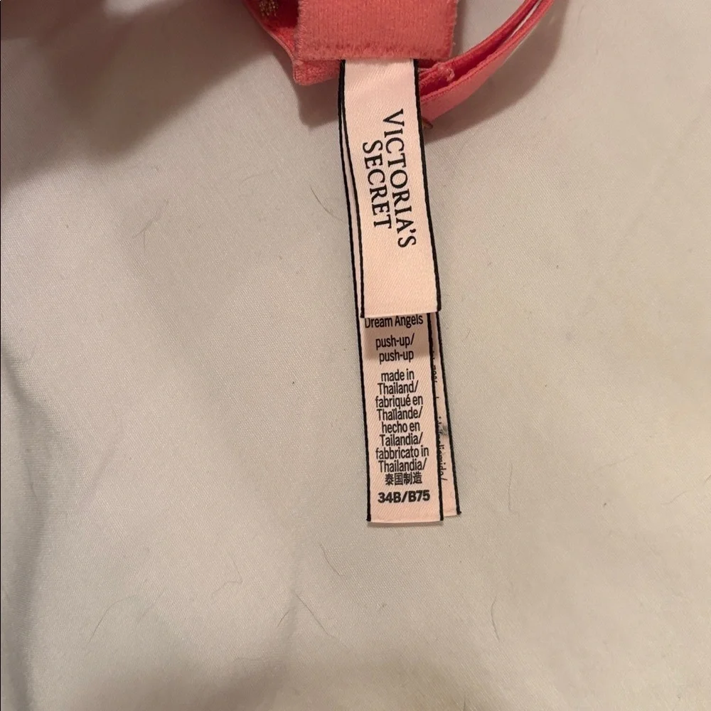 Victoria’s Secret Dream Angels Push-Up Bra 34B Coral Gold Lace - Picture 2 of 5